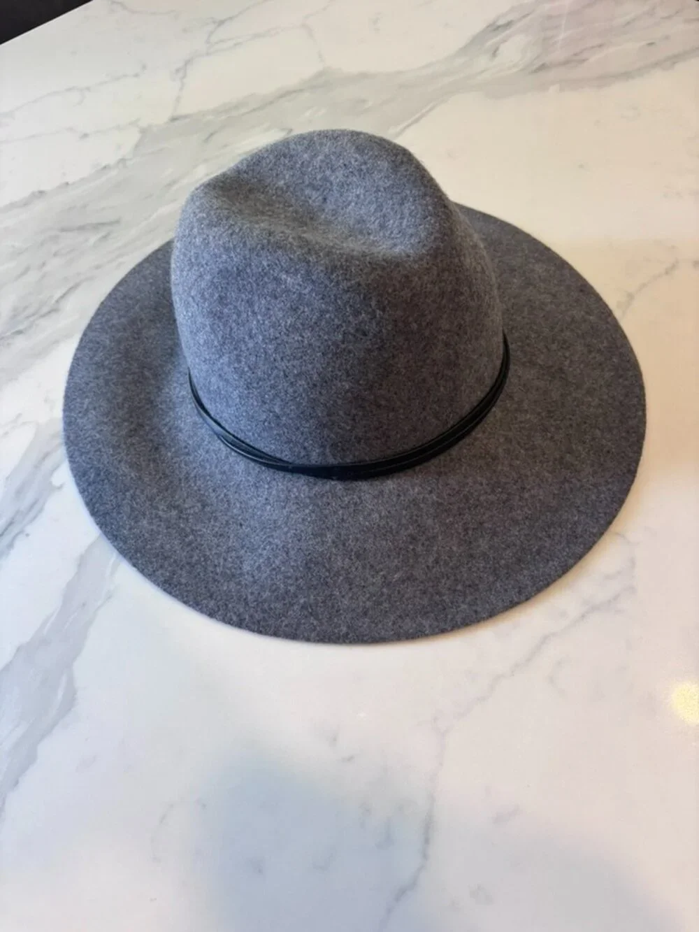 Gray 100% Wool Felt Wide Brim Hat
